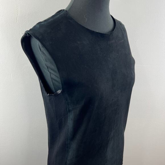 Costume National Black Mixed Media 44 Panel Top Suede/ Crew Neck Sleeveless - Picture 5 of 10